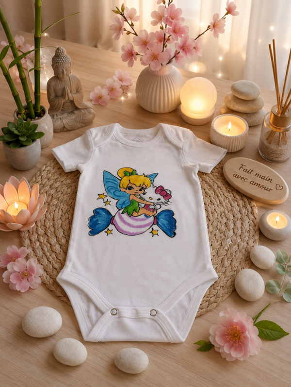 Body bébé 6 mois Fée clochette et Helo Kitty