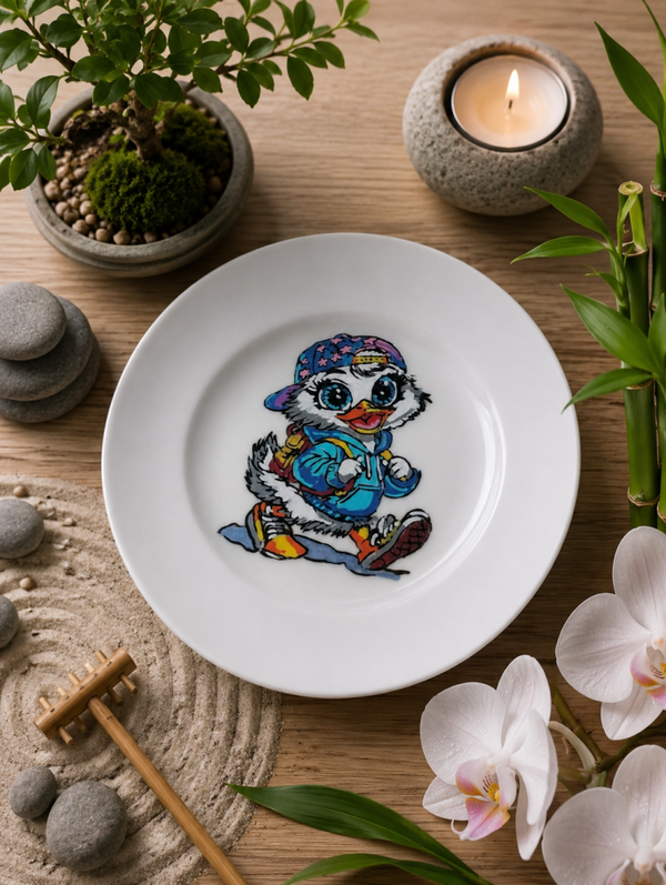 Petite assiette fine Canard avec cassquette