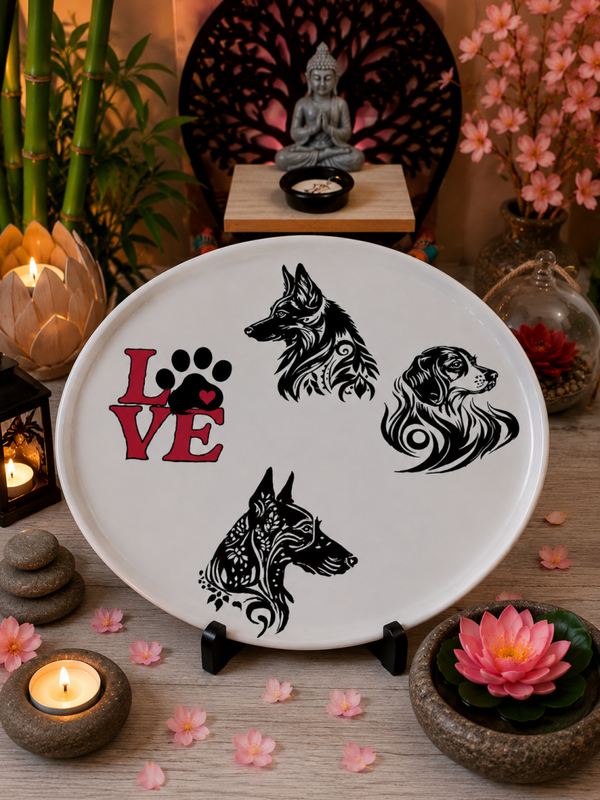 Assiette à pizza chien love