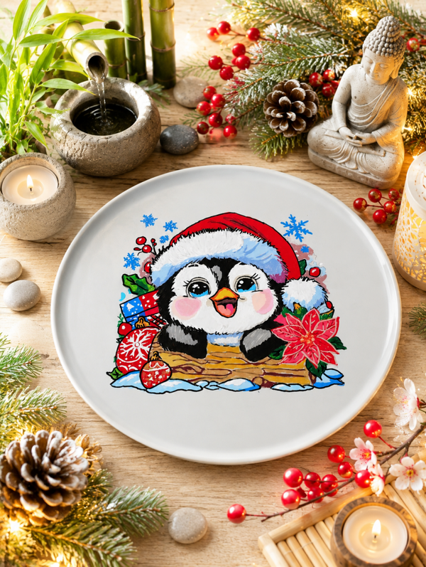 Assiette à Pizza Pinguoin de Noel