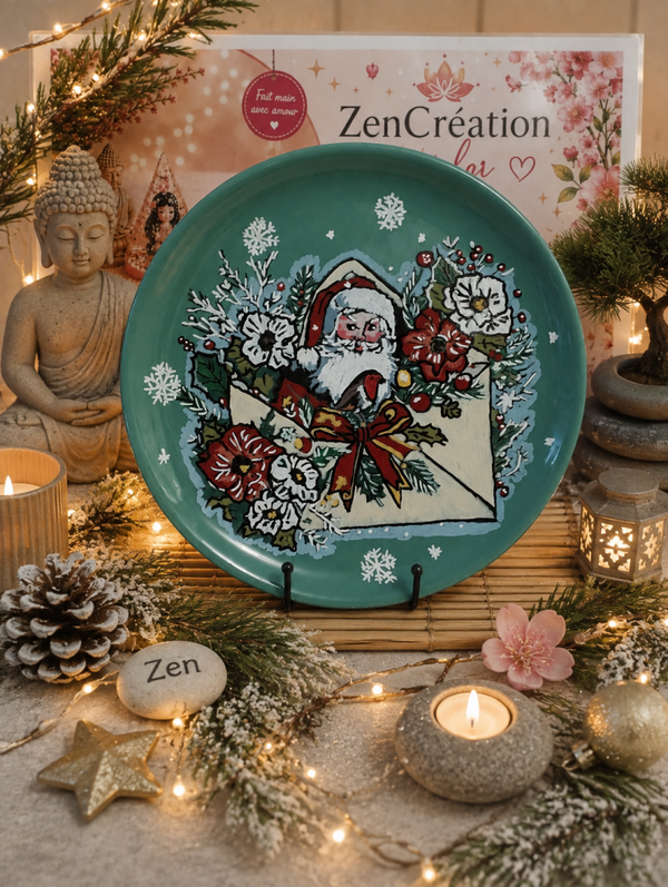 Assiette de Noel Père Noel courrier