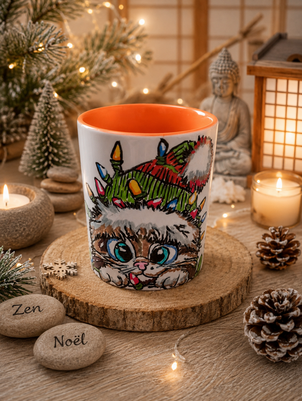 tasse chat bonnet  de noel