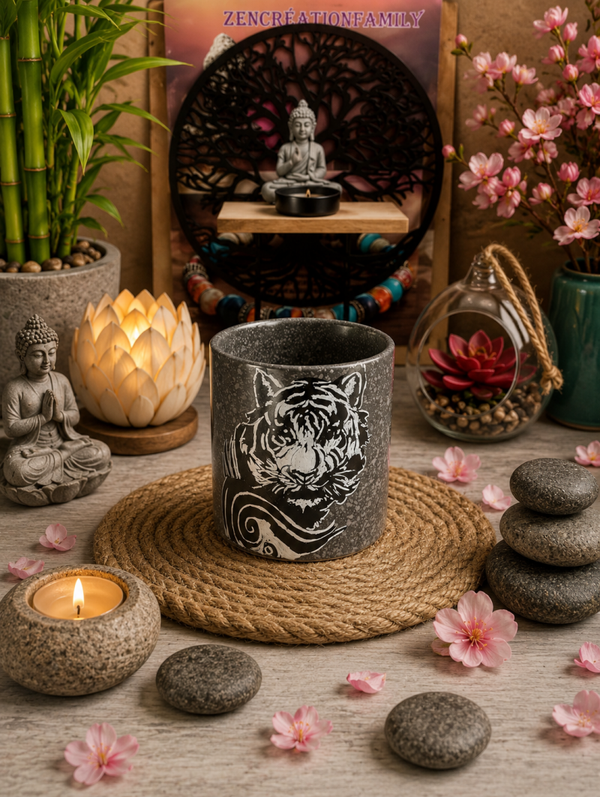 Tasse en grés noir Tigre