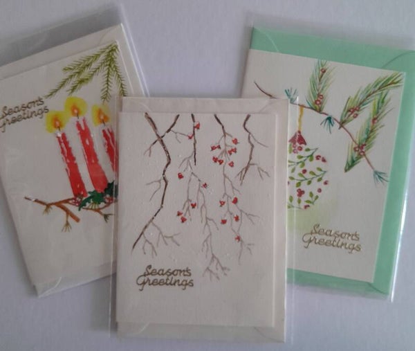 Set of three small Christmas cards