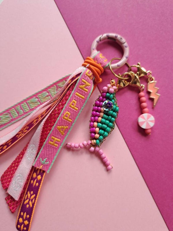 Bagcharm met steekmarkeerders vis Groen