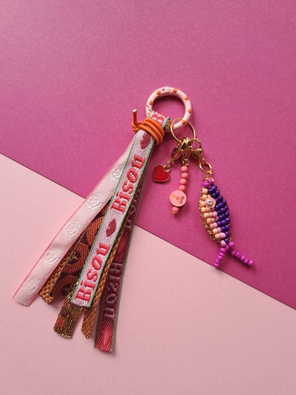 Bagcharm met steekmarkeerders vis Paars