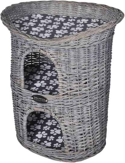 Maison 2 niveaux à chat avec coussin Saule