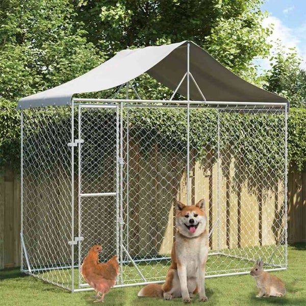 Chenil extérieur avec toit pour chiens et petits animaux – 3 x 1,5 m