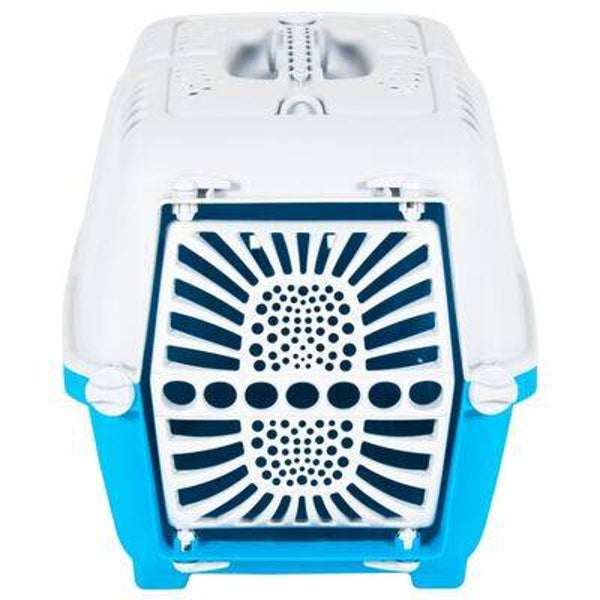 Transporteur pour animaux de compagnie blanc et bleu