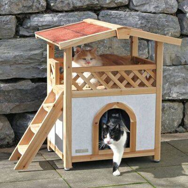 Maison pour chats Tyrol Alpin 88x57x77 cm Marron clair