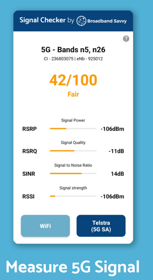 SiNR Measurements - SAVVY APP - "Signal Test"