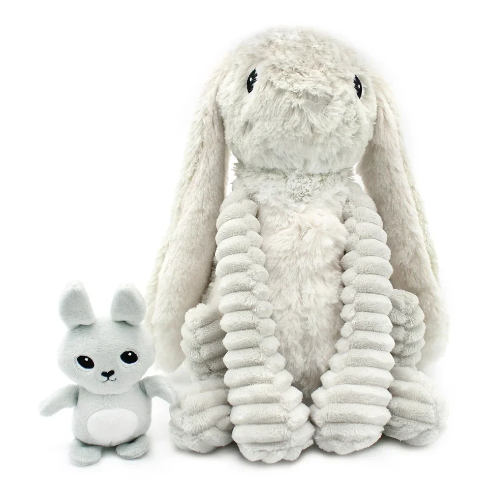 Peluche lapin Toudou maman et son bébé gris clair - Les Ptipotos - Les Déglingos
