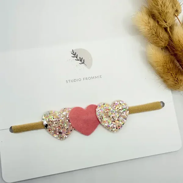 Bandeau petits cœurs rose pailleté - Studio Frommie