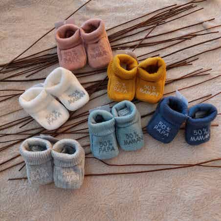 Chaussons bébé 0-1M 50% Papa, 50% Maman
