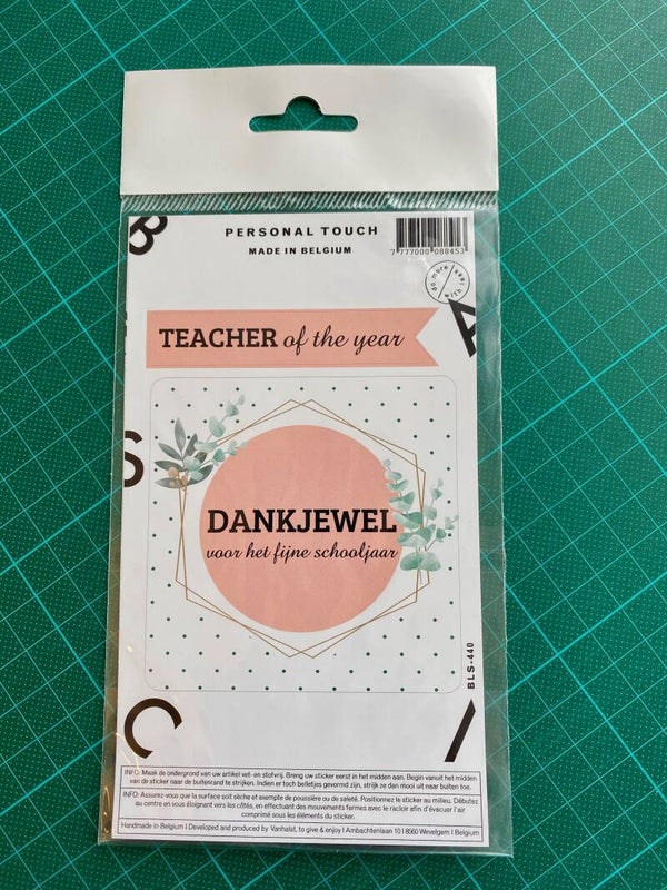 Sticker: Teacher of the year - Dankjewel voor het fijne schooljaar
