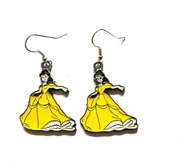 🌹 Disney's Belle Enchanted Ballgown Enamel Drop Earrings