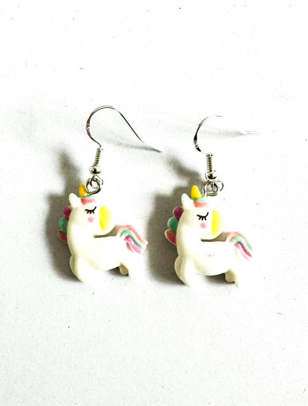 🦄 Magical Rainbow Unicorn Enamel Drop Earrings