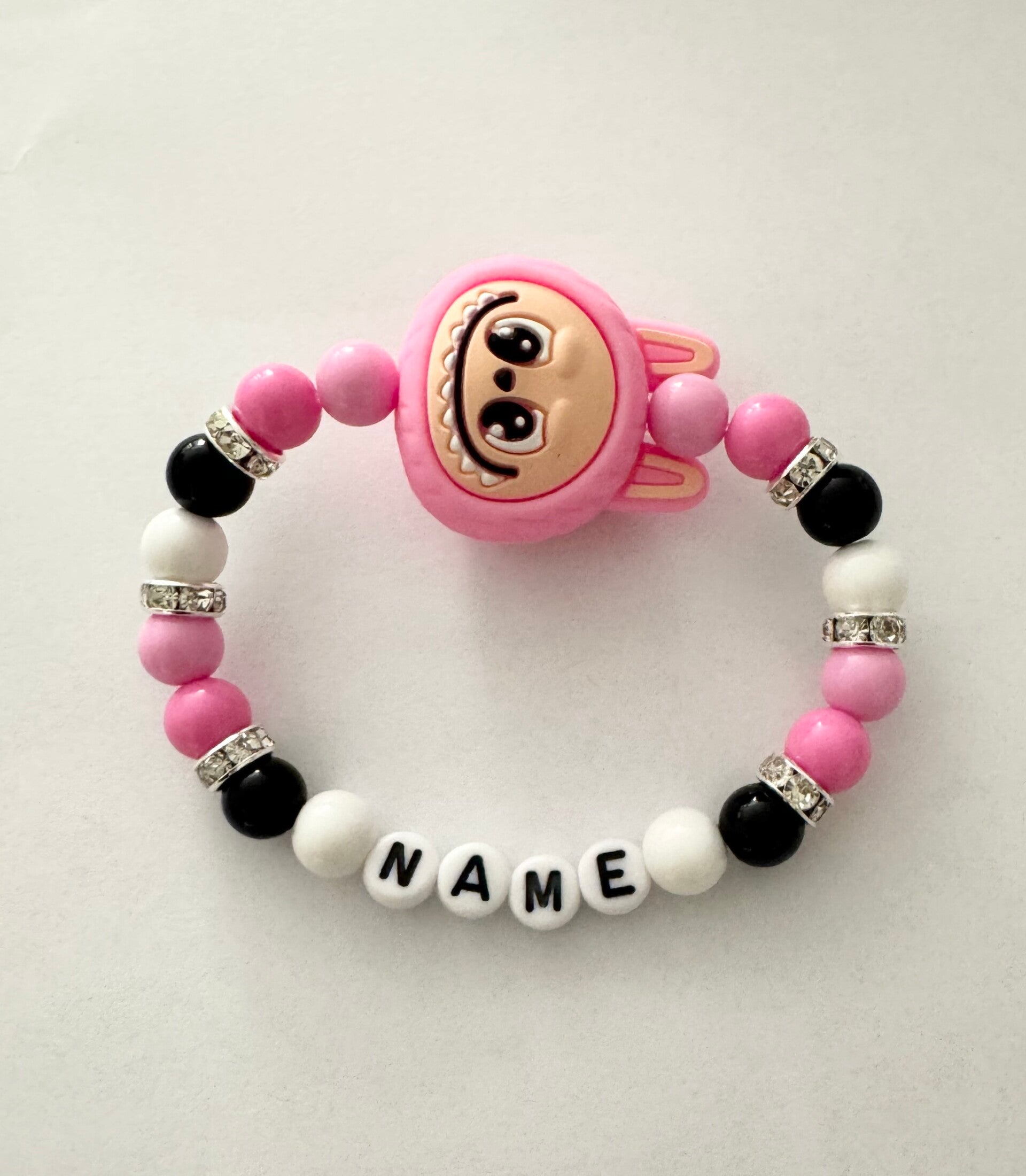 Pink Lafufu Personalised Beaded Bracelet