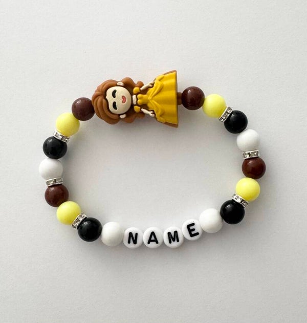 Personalised Princess Belle Beaded Bracelet