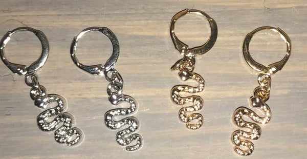 slangen oorbellen set gold/silver