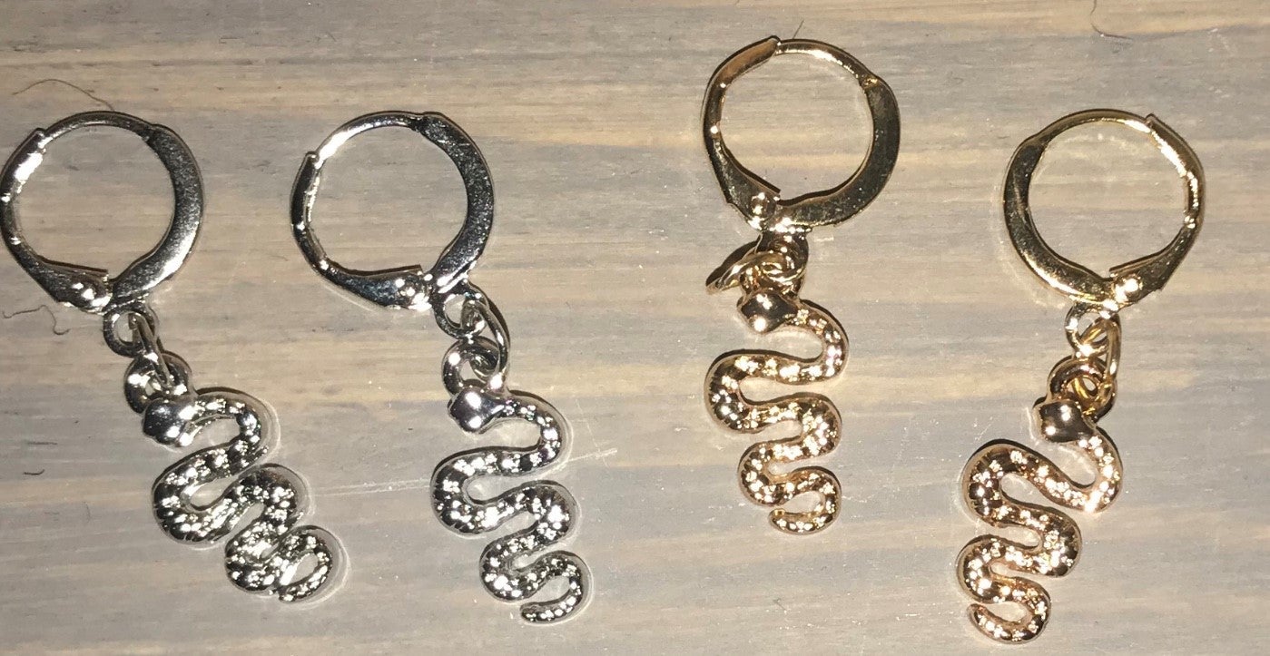 slangen oorbellen set gold/silver