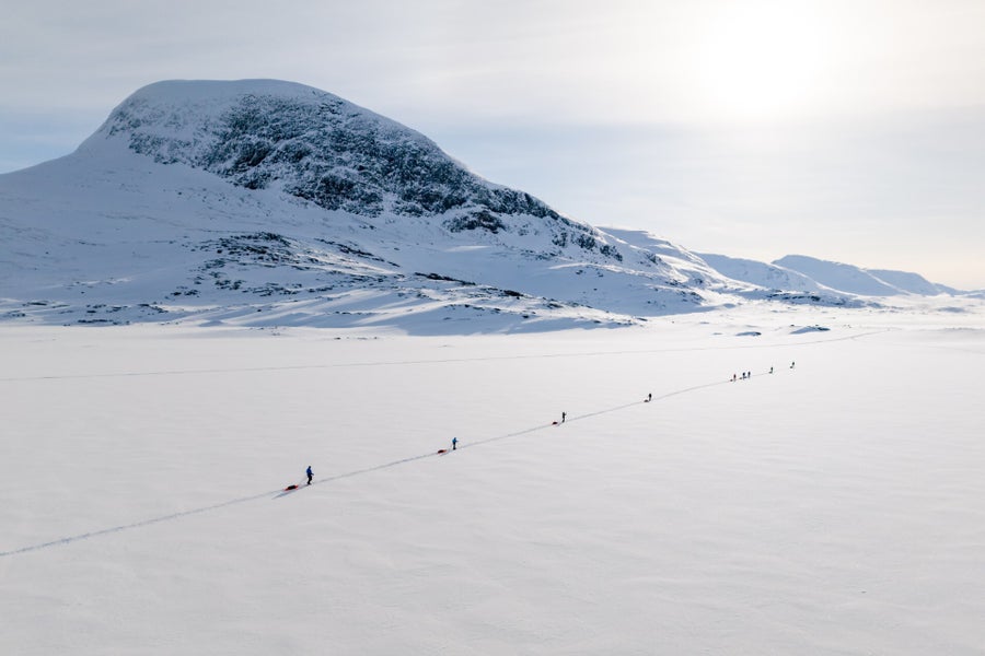 Winterexpeditie met pulkaslee over de Kungsleden