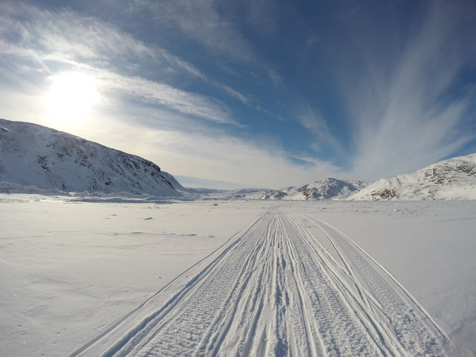 Sneeuwschoenwandelen van Saltoluokta naar Sitojaure tijdens dag 2 van de Kungsleden-wintertocht