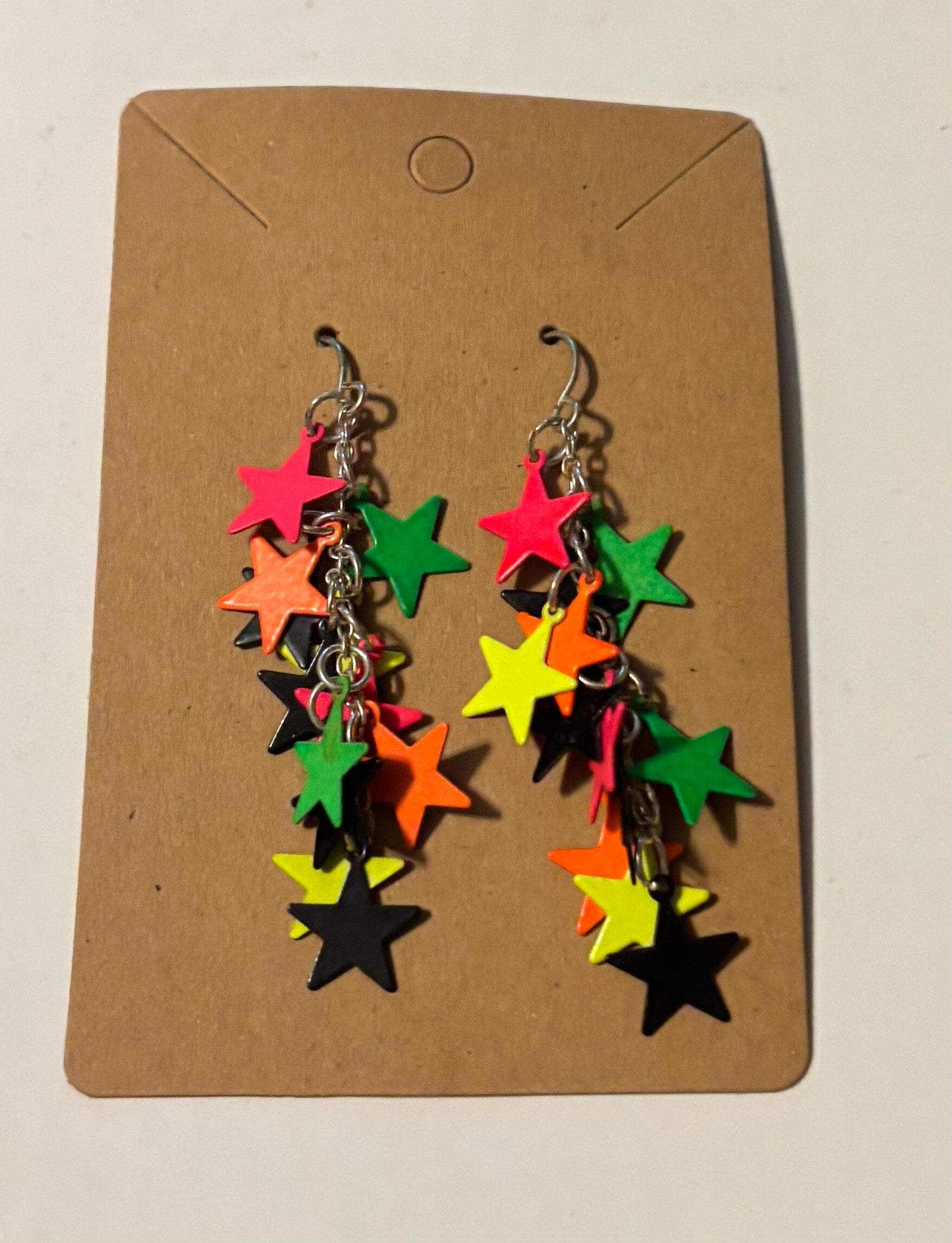 Neon Star Dangling Earrings