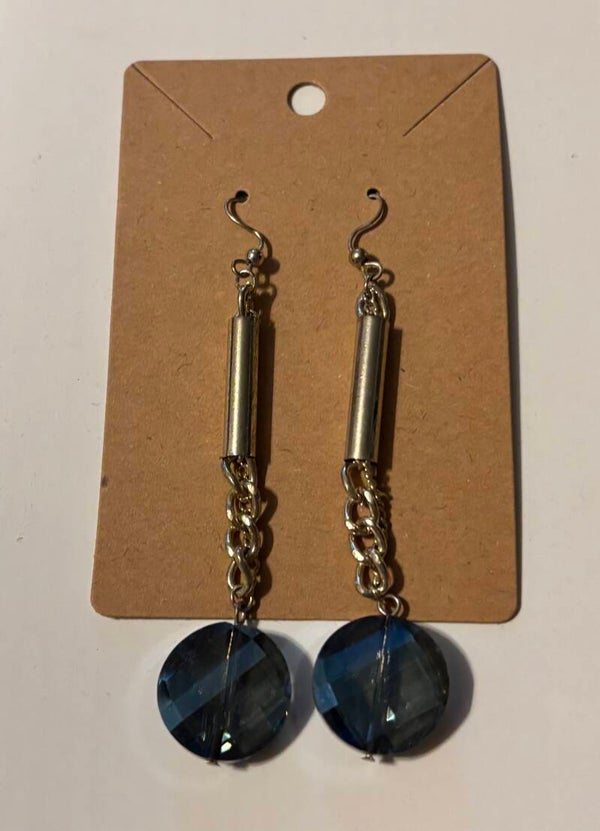 Dangling Blue Sphere Earrings
