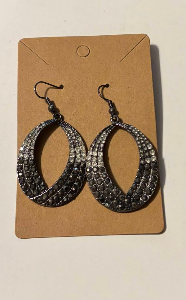 Rhinestone Oval Dangling Earrings