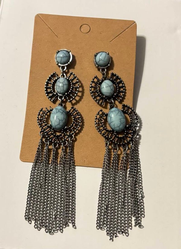 Faux Turquoise Boho Dangling Earrings