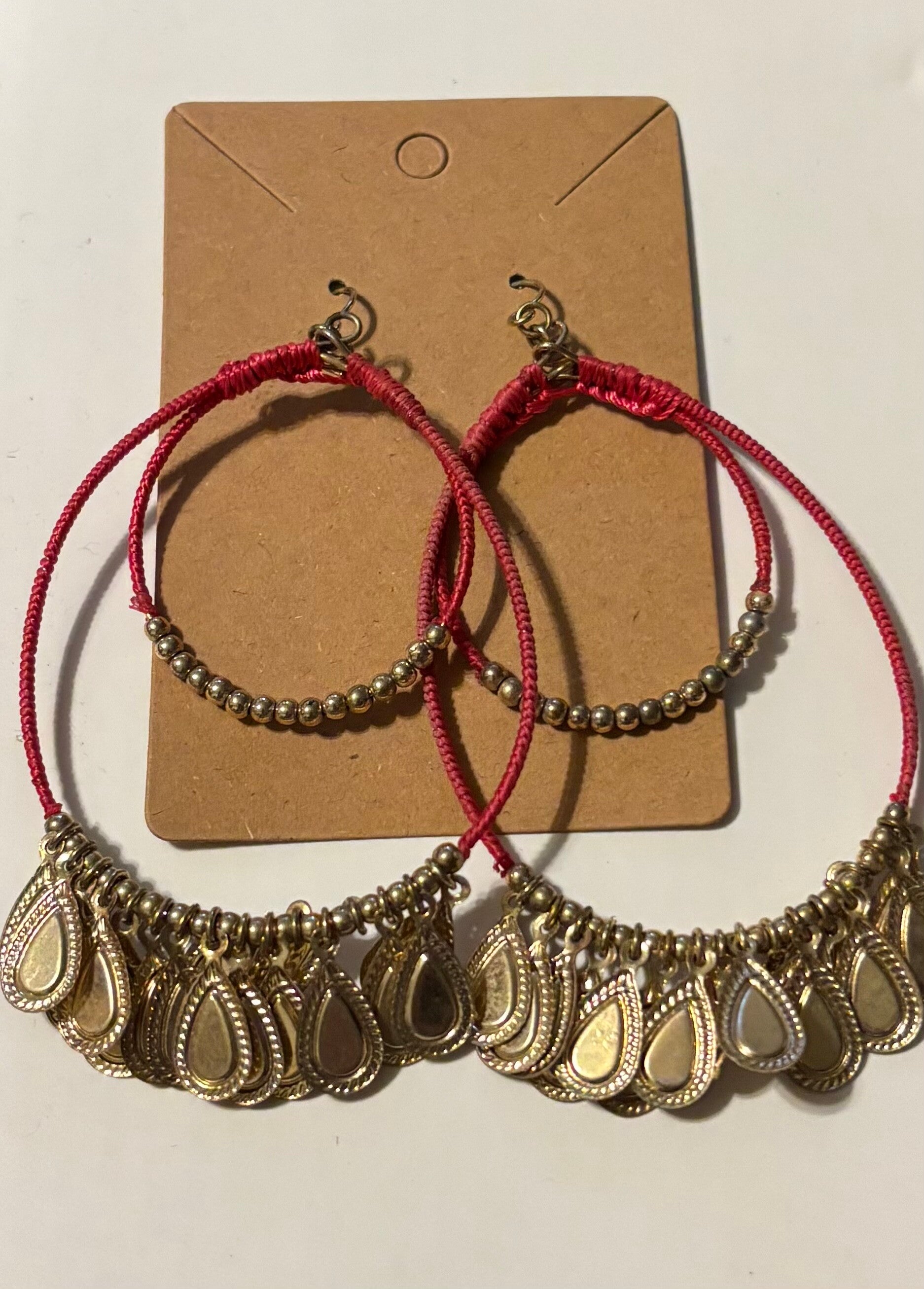 Vintage Red and Gold Hoops