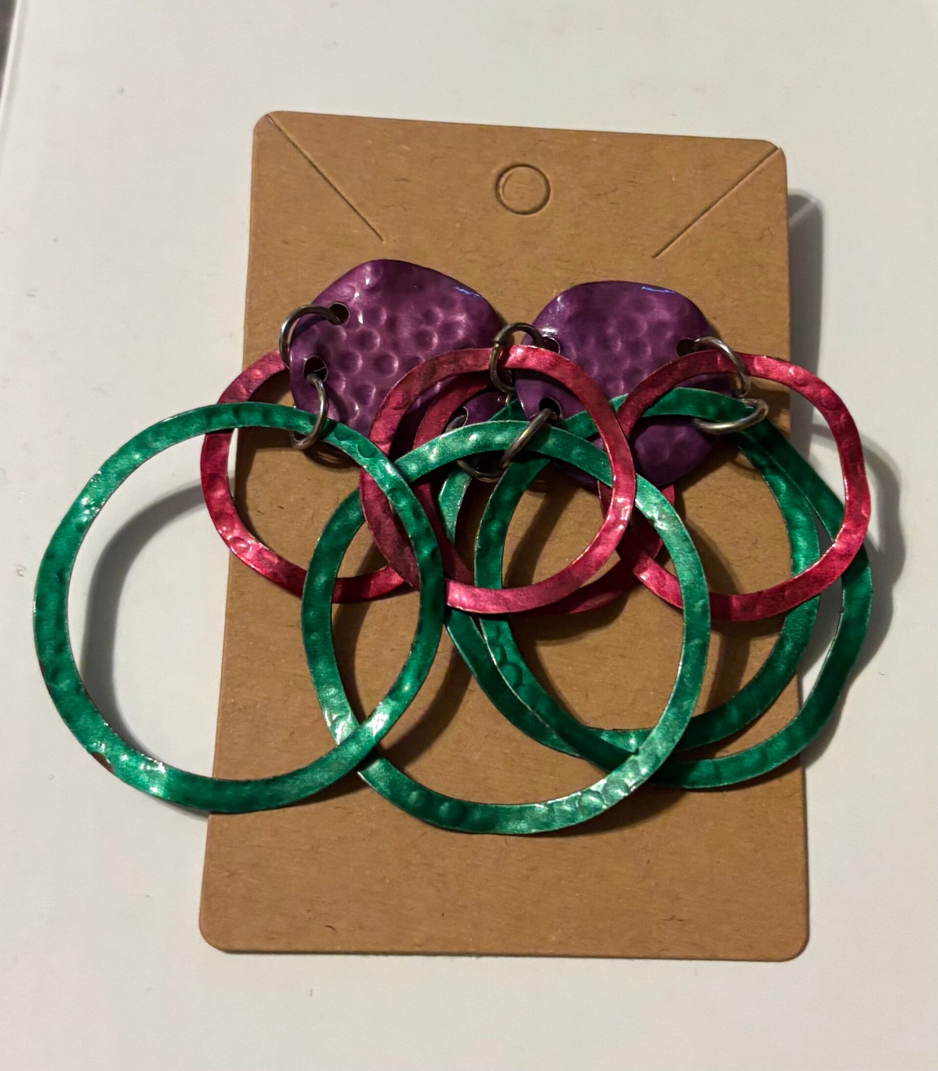 Green/Pink/Purple Pierced Earrings