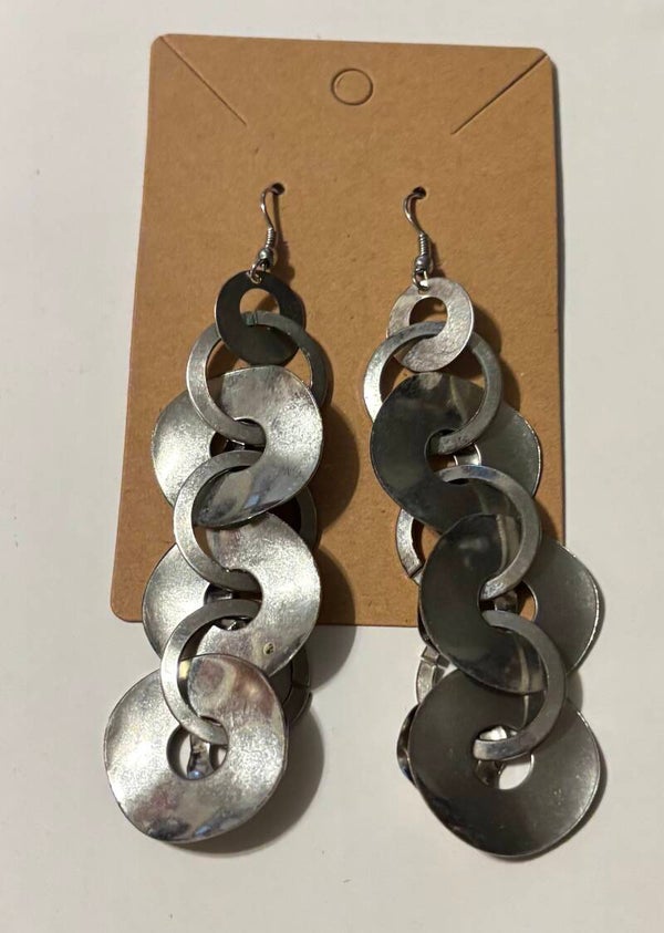 Silvertone Link Dangling Earrings
