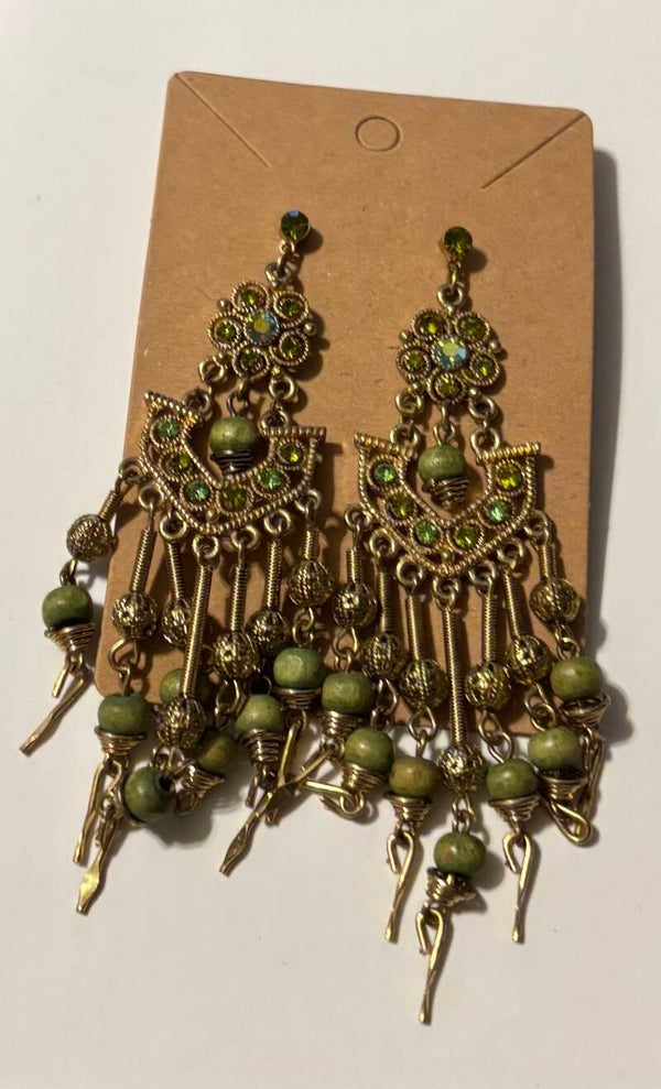 Lime Green Boho Dangling Earrings