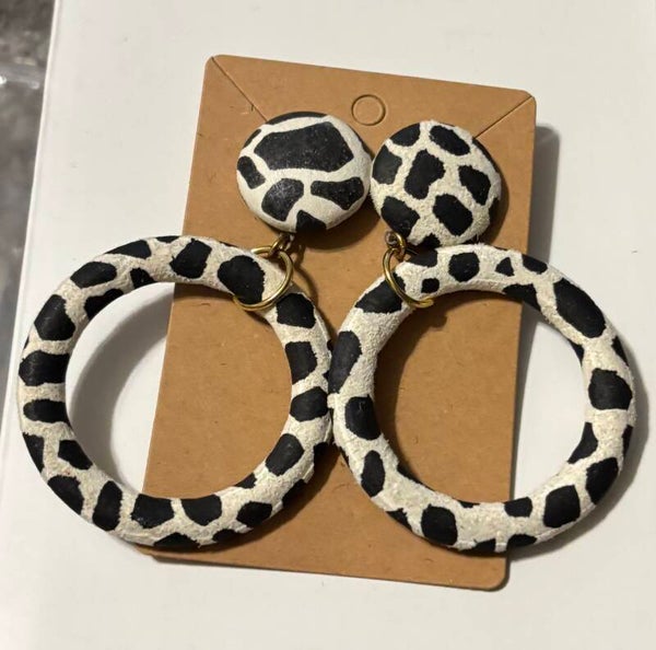 Black and White Hoop Earrings