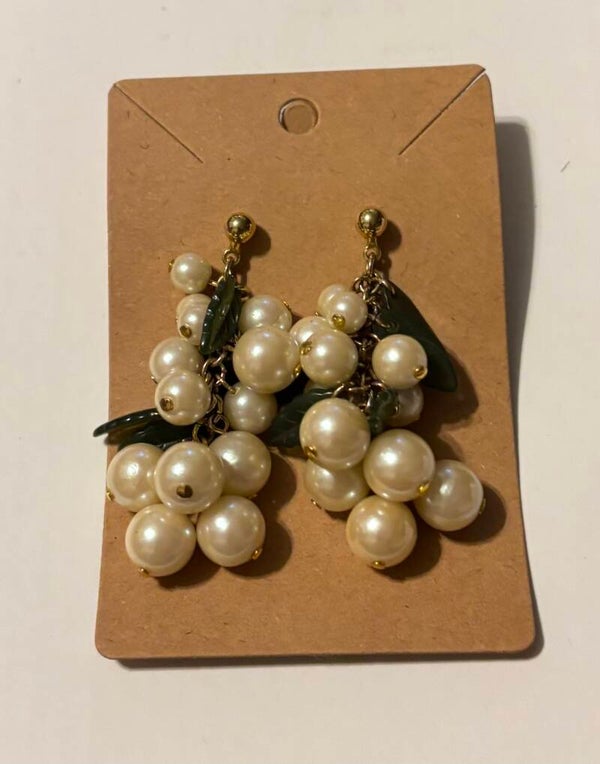 Vintage Pearl Cluster Grape Earrings
