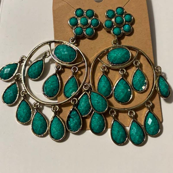 Boho Green Dangling Earrings