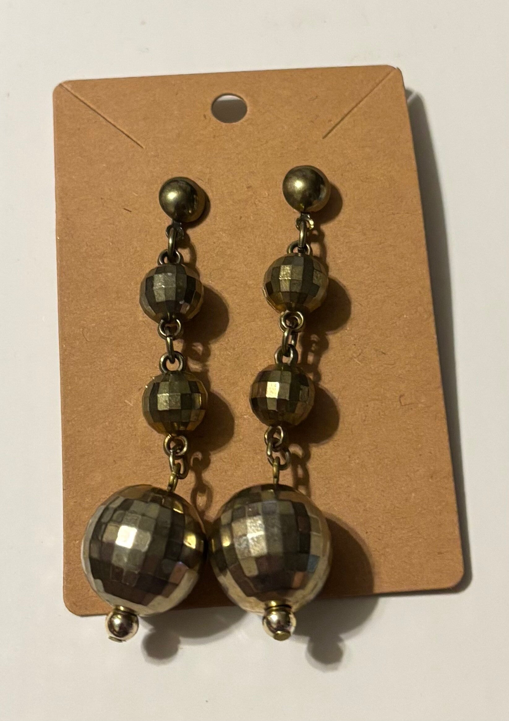 Goldtone Disco Ball Dangling Earrings