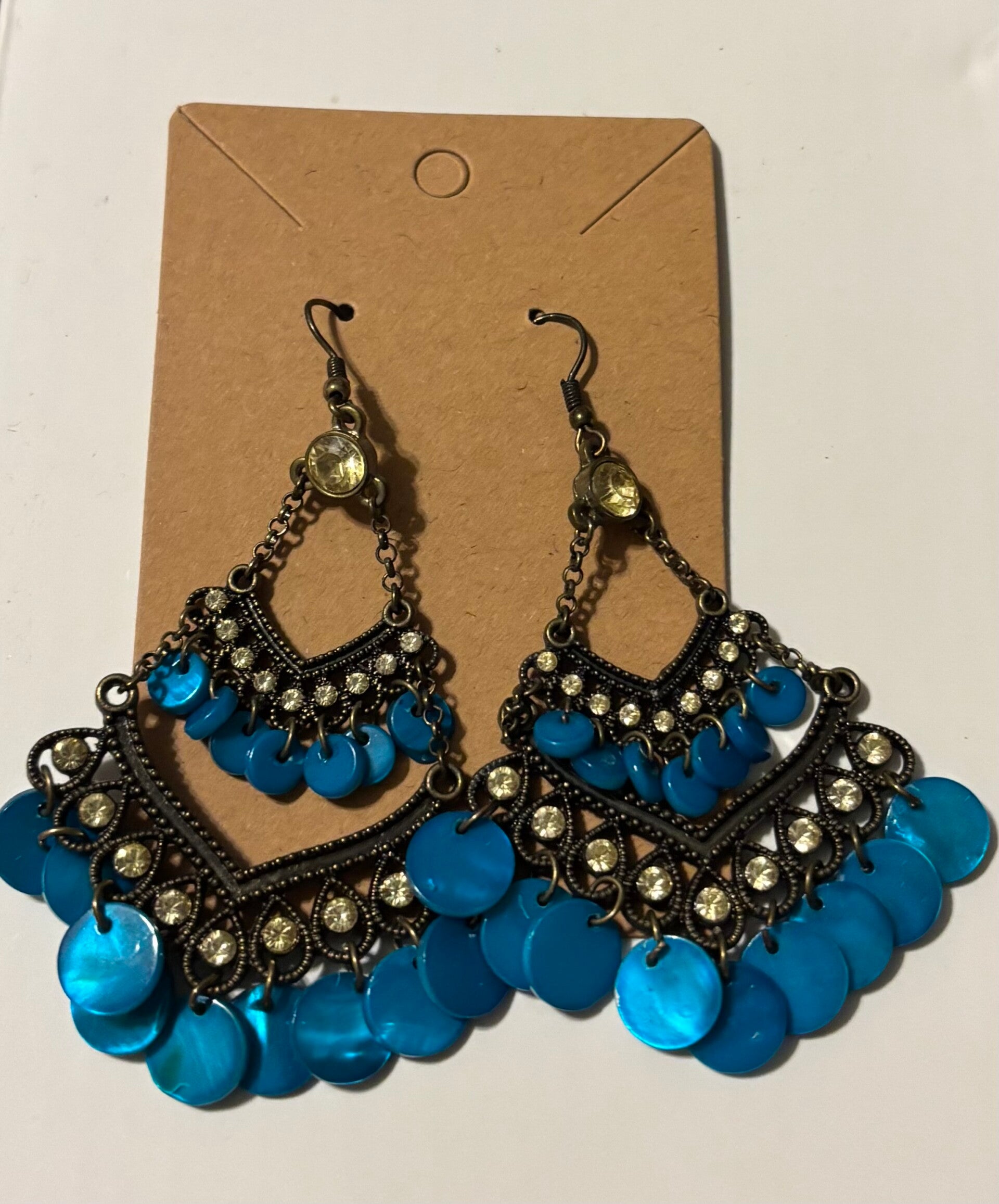Blue Boho Dangling Earrings