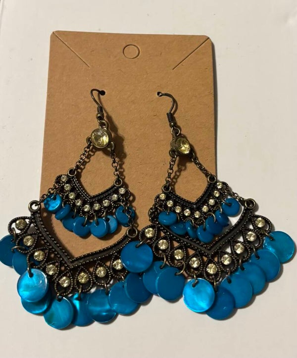 Blue Boho Dangling Earrings