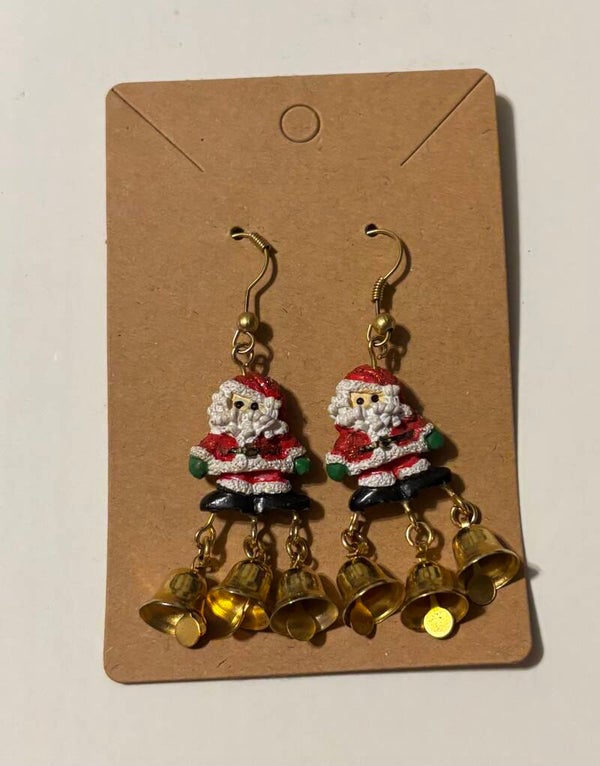 Santa Dangling Earrings with Bells