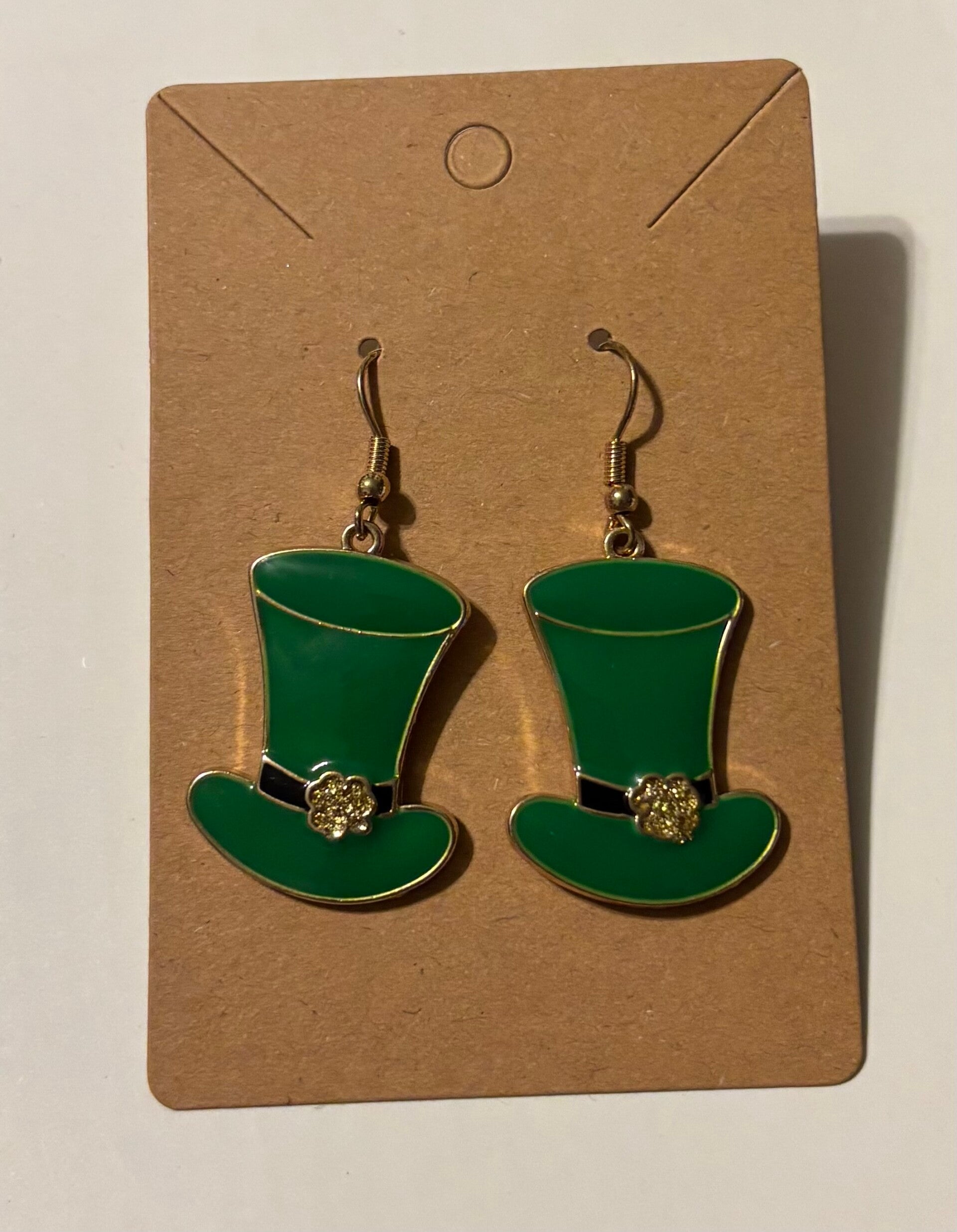 Vintage Enamel Leprechaun Hat Earrings