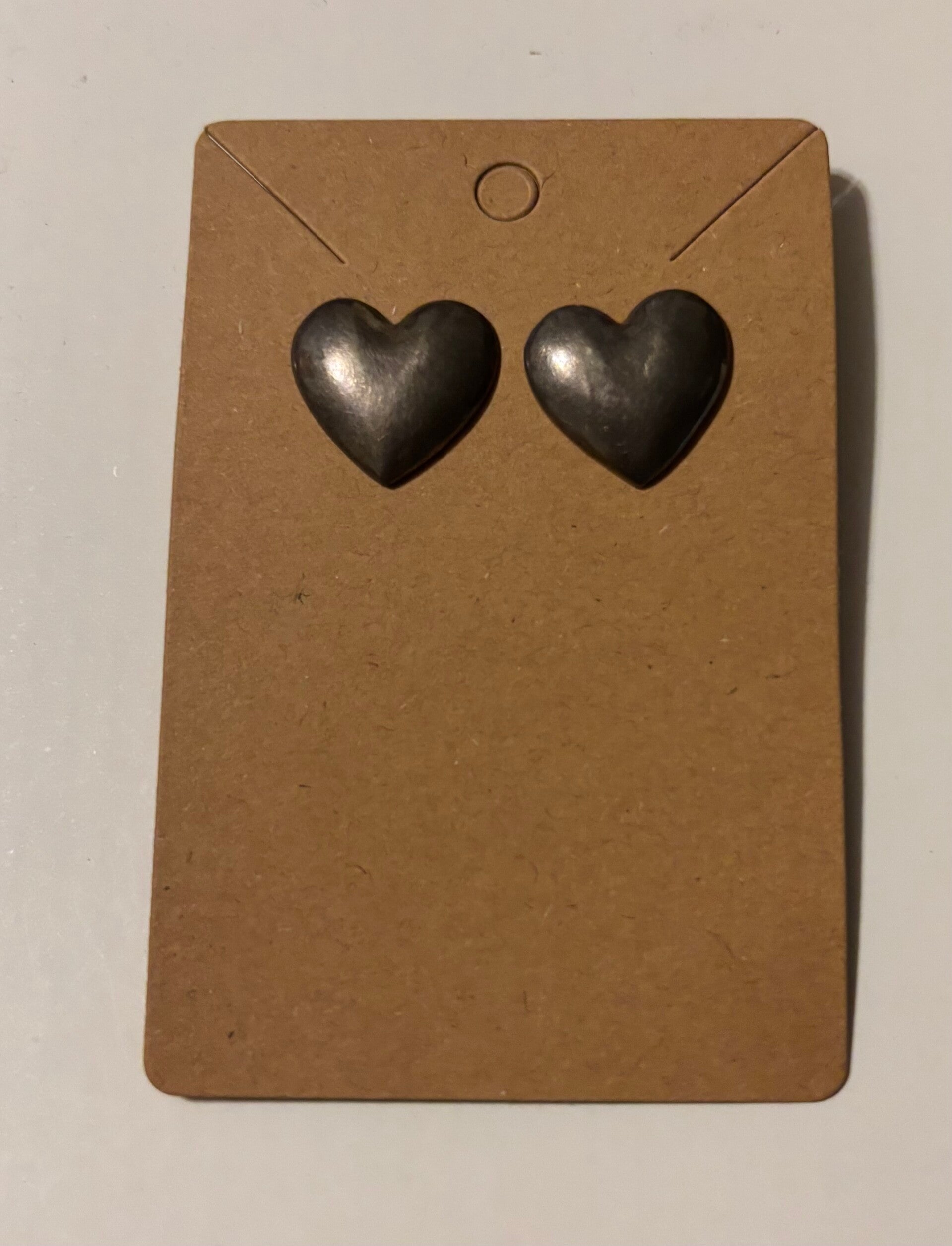 Silvertone Heart Stud Earrings