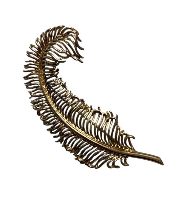 Coro Silvertone Feather Brooch
