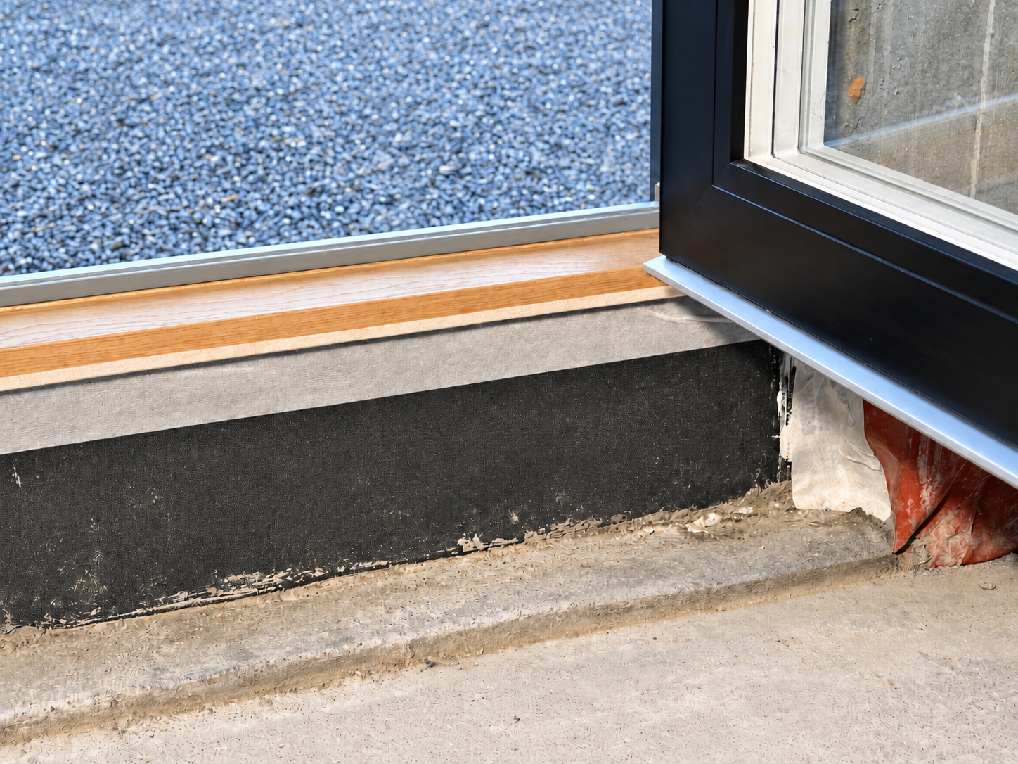 230 mm TRIOTHERM+ insulated door upstand before completion of the finished floor build-up
