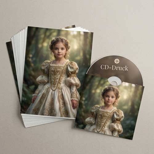 Hochwertiger Fotodruck und gestaltete CD-Hülle mit einem Kinderporträt