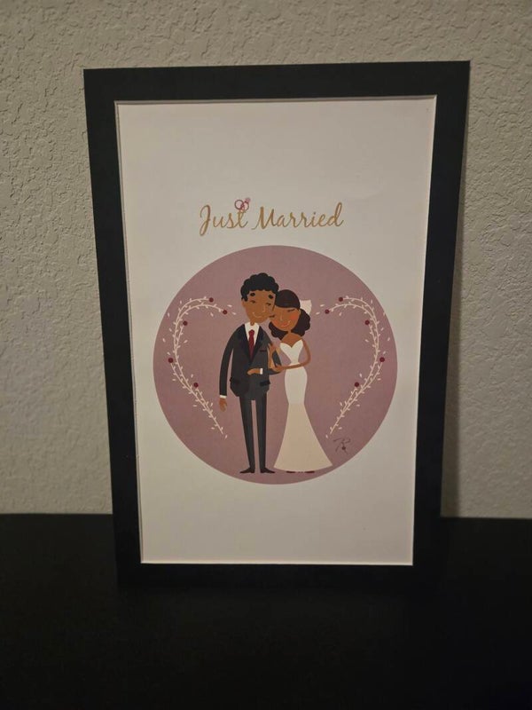 Just Married 12 x 18 - Black Velvet Trin