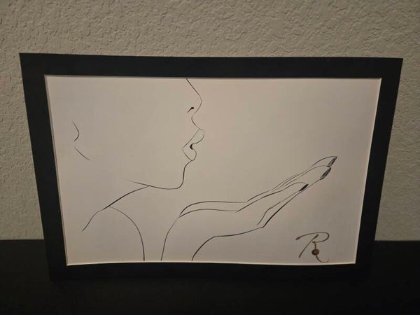 TwoRomantic Blowing Kiss 12 x 18 Black Velvet Frame