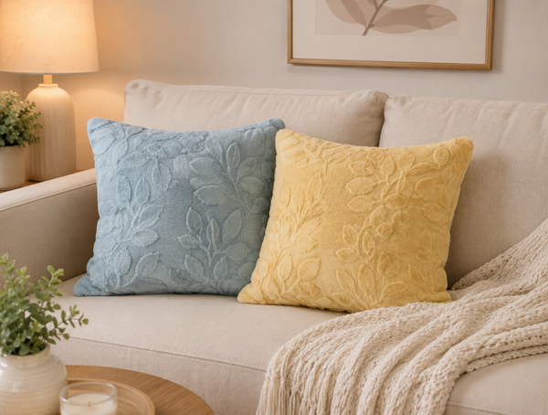 FORRO DE COJIN EN TELA PELUCHE CON ALTO RELIEVE MARCA IQG